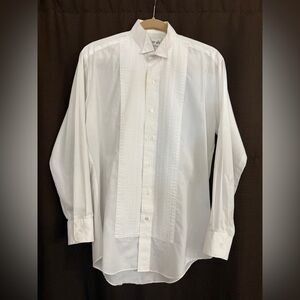 Chaplin Men’s White Pleated Tuxedo Shirt Small 30-31